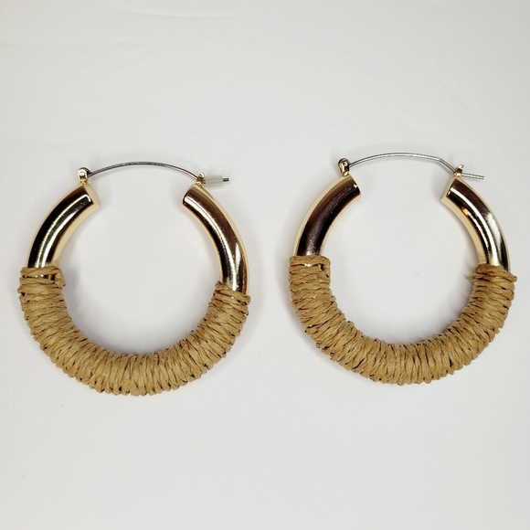 2 Pair Forever 21 Silver Earrings Gold with Hemp Rope Wrap And Silver Heavy Cute - Picture 2 of 7